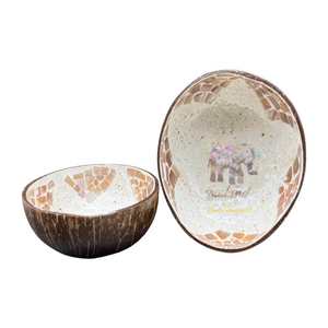 Cuencos de coco lacados de primera calidad, Colección colorida hecha a mano, juego de cuencos decorativos ecológicos de Vietnam - Product Image 1