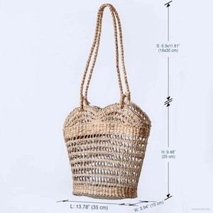 Bolso de mano vintage de algas marinas en forma de corazón con dos asas Cierre abierto Hecho a mano en Vietnam - Product Image 2