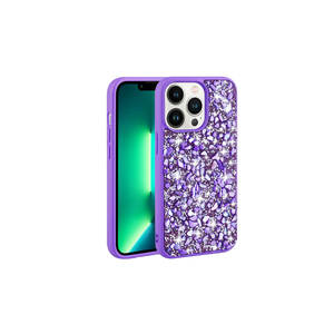 Netzy SAFA Linea Series Purple Luxury Shiny Rhinestone Silicone <b>Phone</b> Case for iPhone 13 Pro A53 7 Plus <b>XR</b> - Product Image 1
