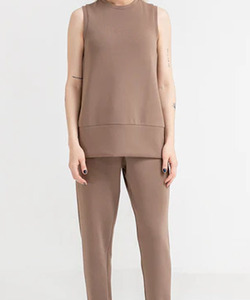 Camiseta sin mangas de Yoga de punto liso informal para mujer-Gris sin mangas transpirable de secado rápido para gimnasio y fitness al aire libre - Product Image 2