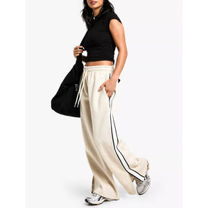 Pantalones de chándal holgados personalizados Ropa de calle de peso pesado Pantalones de chándal de pierna ancha para mujer - Product Image 1