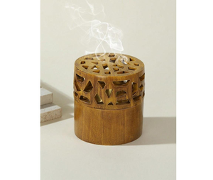 Décor de Ramadan de Luxe Brûleur de Bakhoor Artisanat en Bois et Métal Pot de l'Aïd Décor Festive du Ramadan Brûleur de Bakhoor Bois Premium - Product Image 5