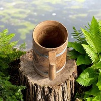 Grande tasse à bière en bois faite à la main, style rustique, pour bar à domicile