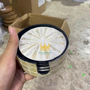 Hot <b>sale</b> 2025 Handmade Decorative Table Coffee coaster Holder 6 Piece <b>Seashell</b> Mosaic Coasters - Product Image 3