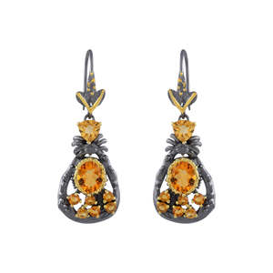 Vente en gros de boucles d'oreilles mignonnes en argent sterling 925 incrustation de pierres précieuses en citrine véritable réglage de lunette vintage du nouveau designer pour les cadeaux - Product Image 1