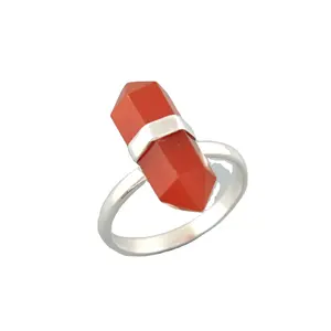 Reiki-Anillo de Plata de Ley 925 con piedra amatista de cornalina, joyería fina hecha a mano con forma de lápiz Natural curativo - Product Image 1