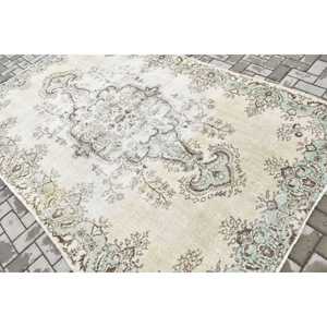 Vintage Turkish <b>Wool</b> Large Rug 5.8x9.3 ft (177x282 Cm) <b>Brown</b> Patchwork Latex Backing Rug - Product Image 4