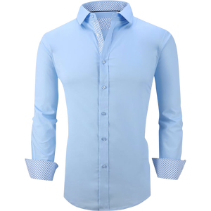 Chemise habillée homme élégante moutarde coupe ajustée 100 % coton séchage rapide respirante manches longues boutonnée formelle décontractée bureau - Product Image 2