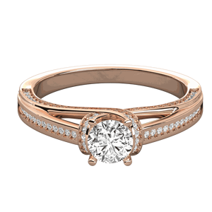 Anillo de Bodas Solitario con Cruz de Diamantes Redondos - Product Image 4