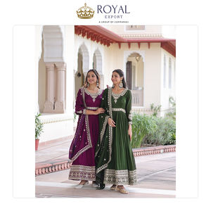 Traje Anarkali de la Mejor Calidad, Ropa Tradicional India para Mujer, Vestido de Novia de Seda Vichitra con Bordado de Lentejuelas - Product Image 3