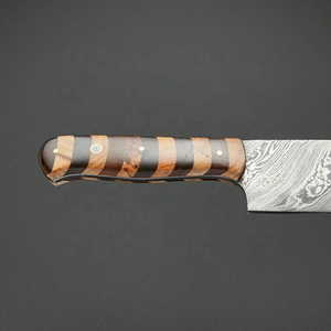 Cuchillo de Chef profesional, hoja de acero de Damasco, mango de madera, Apto para lavavajillas, construcción forjada, cuchillo de cocina de alta durabilidad - Product Image 4