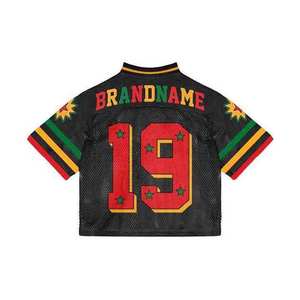 T-shirt de sport personnalisé vintage streetwear pour homme, jersey en maille, col en V court, football américain, football et basketball - Product Image 2