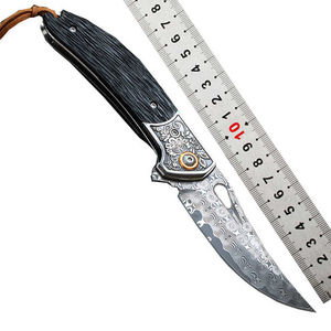 Cuchillo de Caza de Acero de Damasco Hecho a Mano de 8 Pulgadas con Funda de Cuero, Grado Industrial, 180g, Personalizable con Logotipo, OEM - Product Image 1