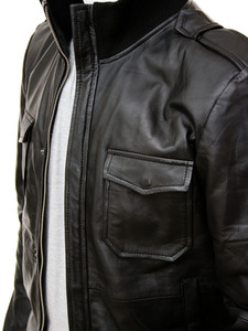 Veste d'hiver en cuir véritable noir de qualité supérieure pour homme, style streetwear, légère et confortable - Product Image 2