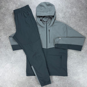 Chaqueta de color contrastante para hombre, conjunto de chándal de dos piezas, Sudadera con capucha y cremallera, ropa deportiva para entrenamiento deportivo - Product Image 2