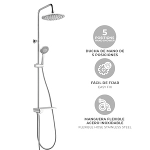 Columna de Ducha de Acero Inoxidable K2O sin Grifo con Estante - Juego de Baño 'Chillout Bay' - Product Image 3