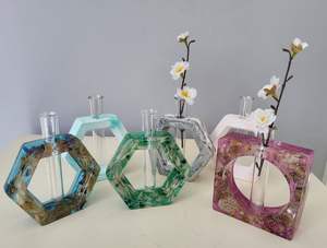 Cadre photo de sol de mariage rectangulaire en os de buffle, fait main, durable, moderne, avec glaçure transparente et couleurs mélangées - Product Image 4