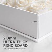 Boîte à fleurs carrée en papier d'art avec revêtement UV, laminage mat, gaufrage, logo personnalisé, emballage biodégradable pour roses à longues tiges