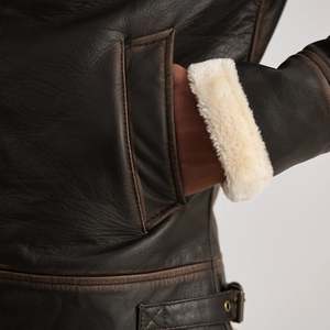 Heavy Duty <b>Shearling</b> Leather <b>Jacket</b> <b>For</b> <b>Men</b> Warm And Thick Outerwear With Modern Style - Product Image 5