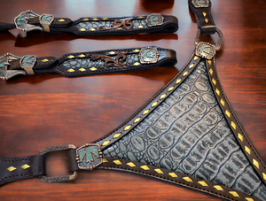 100% véritable véritable argentine cuir de vache Western Headstall pour cheval tous les saisonniers fantaisie cheval Headstalls ensemble avec Thunderbird - Product Image 4