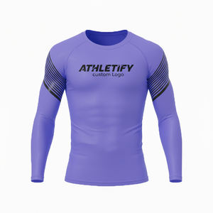 T-shirt de compression sublimé pour homme, manches longues, évacuation de l'humidité, équipement de performance pour la salle de sport, le sport, la course à pied et l'entraînement - Product Image 1