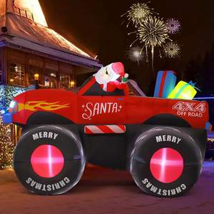 Décorations de Noël gonflables de 7,5 pieds, Père Noël sur camion avec des cadeaux, décorations de Noël gonflables Monster Truck avec lumières LED - Product Image 3