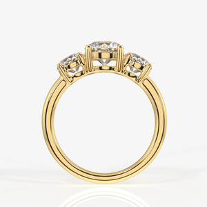 Bague de fiançailles à trois pierres en diamant de laboratoire de 2,5 carats, clarté VS, couleur EF, or jaune 14 carats, plaqué rhodium, certifiée IGI, pour femmes - Product Image 2