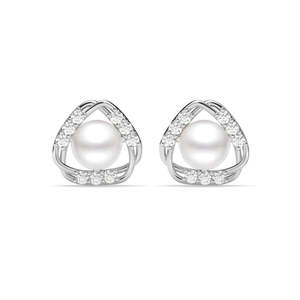 Boucles d'oreilles en argent avec perles d'eau douce Zuha, bijoux élégants et luxueux en perles - Product Image 1