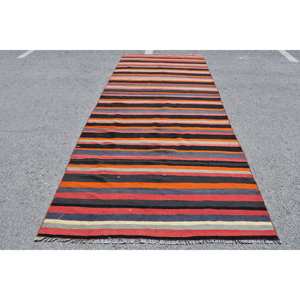 Alfombra turca vintage Bohemia roja negra 4,9x12,1 pies clásica gran área de lana de látex de retazos para pasillo alfombra rectangular para habitación - Product Image 1