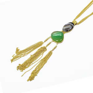 Collier ras du cou fin agate noire du Botswana en laiton plaqué or - Product Image 5