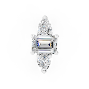 แหวนเพชรสามเม็ดรูปมรกตและลูกแพร์รูปเพชรสีขาวทองหรูหราแนวตั้งผลิตจากห้องปฏิบัติการผลิตตามสั่ง - Product Image 3