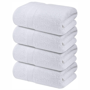 Ensembles de serviettes blanches à logo brodé personnalisé à prix abordable pour Spa Serviette de bain de luxe en éponge 100% coton Serviettes d'hôtel - Product Image 1