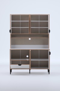 Meuble d'angle de cuisine pour café, unité de rangement à sept portes, organisateur de cuisine moderne, armoire de garde-manger en bois - Product Image 4