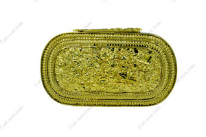 กระเป๋าคลัทช์เปลือกหอยเป๋าฮื้อสุดหรู ประดับด้วยลายใบไม้สีทอง งานแฮนด์เมด ดีไซน์เนอร์ สำหรับงานแต่งงาน งานเลี้ยงกลางคืน - Product Image 4