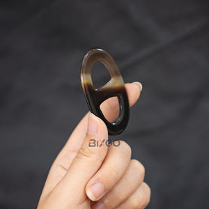 Nouvel arrivage d'anneau de foulard en corne de buffle naturelle faite à la main en forme d'Elipse Best-seller Fashion Ring Buckle taille 4 - Product Image 3