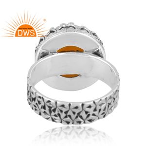 แหวนอัญมณีโอปอลสีเหลืองธรรมชาติสีเงินสเตอร์ลิงออกซิไดซ์ล่าสุด - Product Image 4