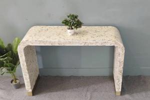 Table console moderne en résine noire et blanche avec pieds en X, décoration d'intérieur, tabourets en incrustation d'os, meubles de console pour application - Product Image 5