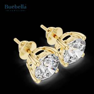 Gran oferta, joyería fina para mujer, plata 925 y oro macizo de 18 quilates, pendientes de tuerca con diamantes de moissanita, elegantes pendientes de tuerca de oro de 18 quilates - Product Image 2