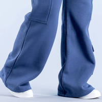 Pantalon de survêtement cargo en molleton pour femme, taille plus, coupe ample, bleu saphir foncé, fournisseur personnalisé