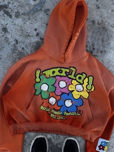 Custom DTG Printing Vintage Loose Fit <b>Pink</b> <b>Hoodie</b> Washed Distressed Cotton Heavyweight Boxy Ripped Pullover Streetwear for <b>Men</b> - Product Image 4