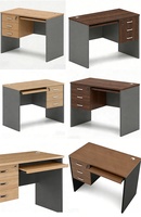 Table d'étude droite en bois gris noyer avec plateau pour clavier à 3 tiroirs, mobilier de bureau, petit bureau domestique, disponible en stock aux EAU