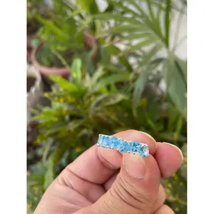 925 Silver <b>Adjustable</b> Heart Band <b>Ring</b> with Blue Topaz Inlay Romantic Fashionable Gemstone <b>Rings</b> Free Size for Lovers by IS - Product Image 2