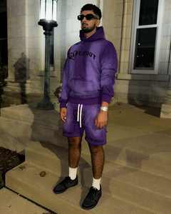 Ropa de calle personalizada, de algodón y pantalones de chándal Sudadera con capucha, conjunto de chándal para hombre, chándal con diamantes de imitación lavados con ácido para hombre - Product Image 2