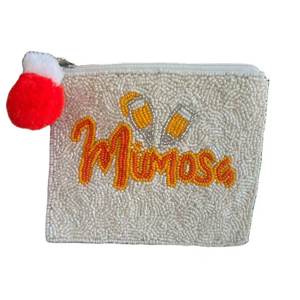 Bolsa de monedas de cuentas de semillas de Mimosa bordadas artesanales de moda personalizable con el último aspecto llamativo de moda - Product Image 1