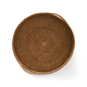 Magnifique plateau rond en rotin tressé avec poignées pour le petit-déjeuner, le café, le service et le rangement, fabrication vietnamienne, vente en gros - Product Image 3