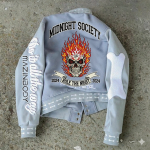 Fabricant de vestes universitaires personnalisées Blouson de baseball en cuir avec logo brodé pour hommes - Product Image 2