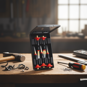 Juego de 5 piezas de cinceles y punzones de punta recta de grado industrial Knipex con estuche de plástico para protección de manos - Product Image 2