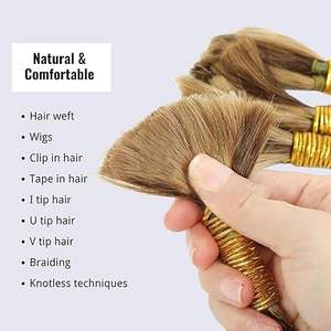 Cheveux humains vierges Remy 100% en vrac, double trame, lisses et droits, cuticules alignées, pour tressage, vente en gros d'usine - Product Image 2