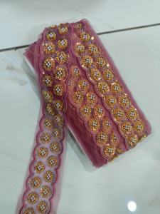 ผ้าลูกไม้ลูกปัดปรับแต่งได้งานปักทำด้วยมือบนผ้าตาข่ายผ้าบางเนื้อละเอียดและปักเลื่อมสำหรับแฟชั่นชุดราตรีและไฮท์ - Product Image 5