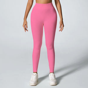 ODM/OEM Pantalon de yoga taille moyenne respirant de haute qualité pour femmes Leggings tricotés sexy sans couture pour l'entraînement - Product Image 5